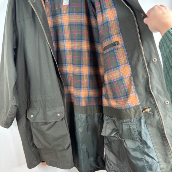 VTG LL Bean Chore Coat Mens XLT Green Flannel Lined Barn Field Jacket Corduroy - Picture 3 of 16